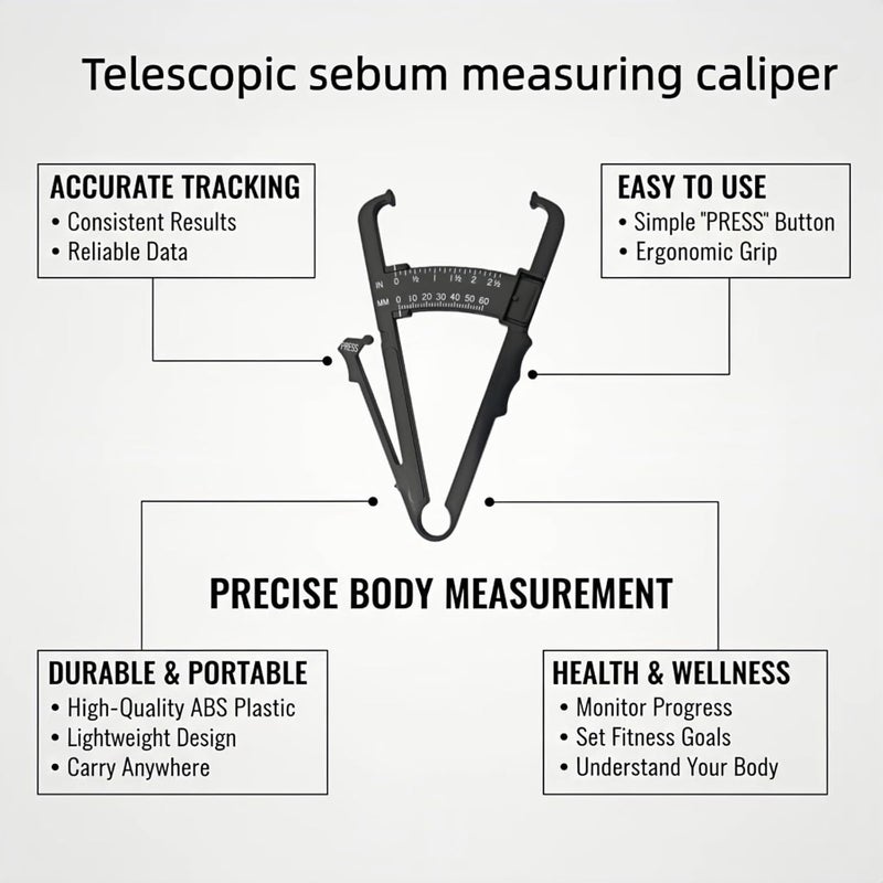 BUBBLE-FLY Professional High-Accuracy Body Fat Caliper with Dual Metric/Imperial Scale, Dual Scale Skinfold Measure for Men & Women - Easy, Portable Fat Percentage Tester, Home/Gym Use (Black) - Image 4